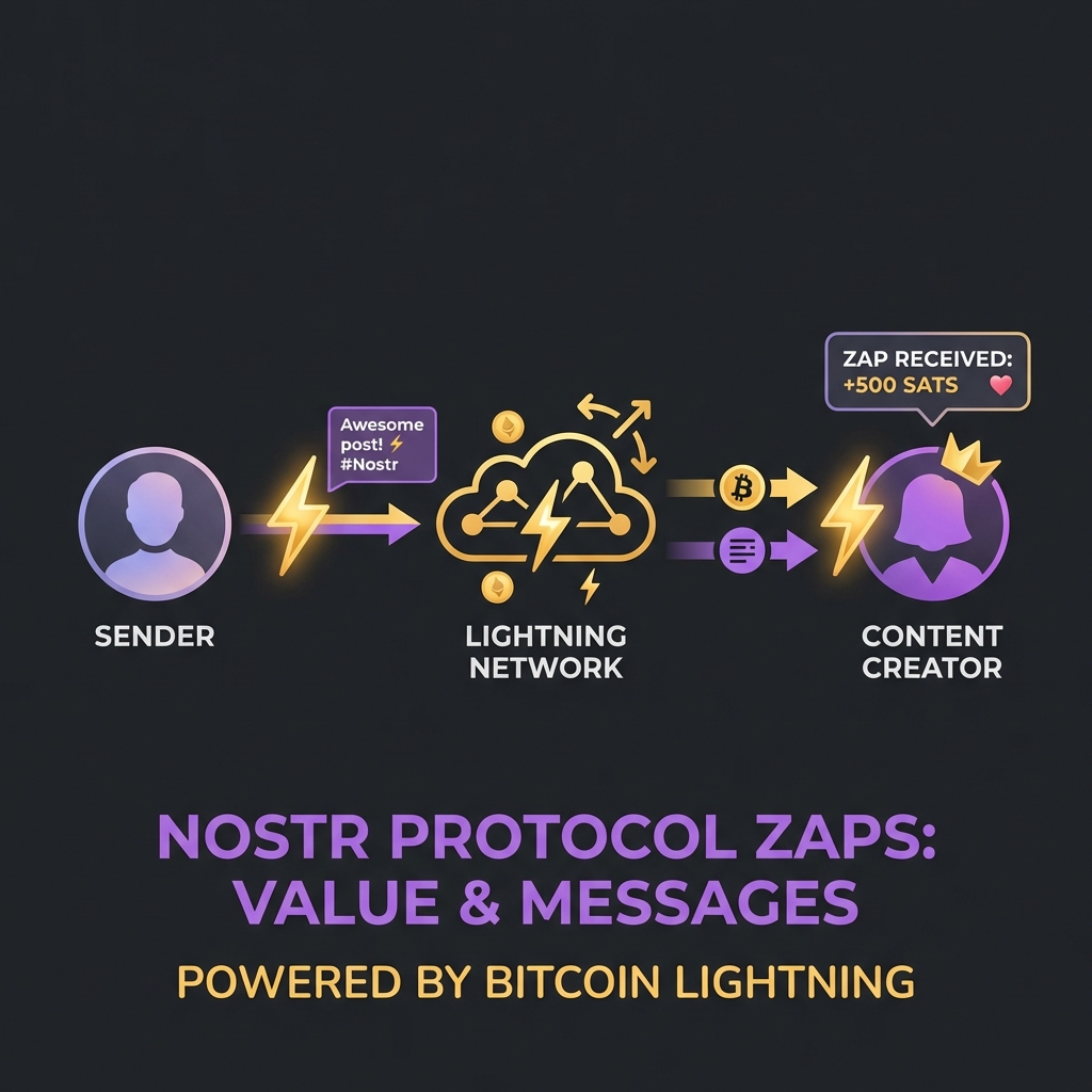 Nostr Protocol Zaps - How Bitcoin Lightning Zaps Send Value and Messages from Sender to Content Creator